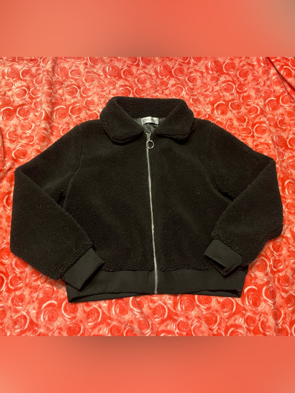 CBRAND Black Faux-Sherpa Zip-Front Women’s Jacket